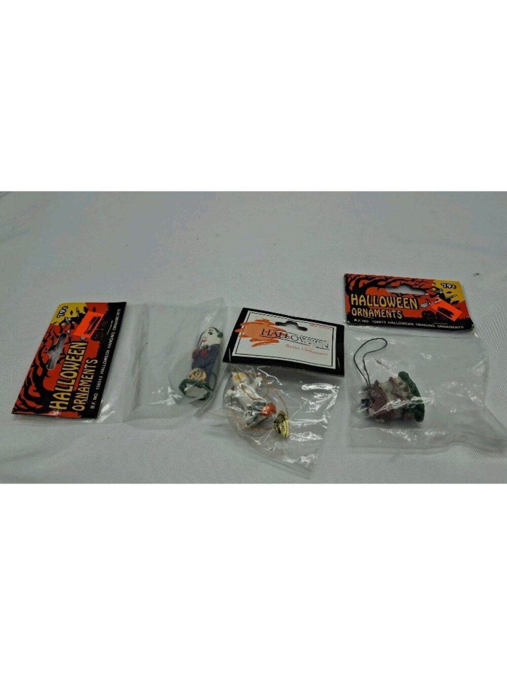 3 Vtg Ben Franklin NOS Halloween Miniature Ornaments Decor-House Ghost & Vampire
